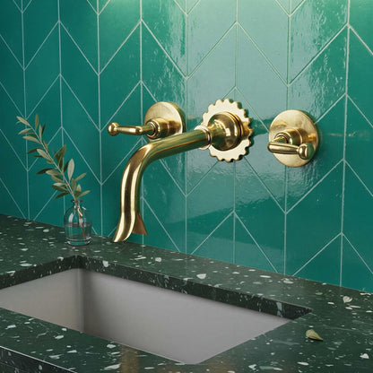 Elegant Wall-Mounted Fluted Brass Faucet