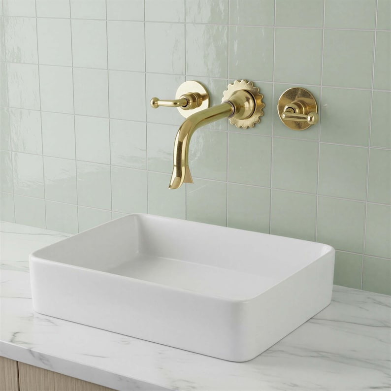 Elegant Wall-Mounted Fluted Brass Faucet