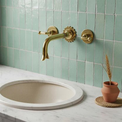 Elegant Wall-Mounted Fluted Brass Faucet