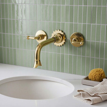 Elegant Wall-Mounted Fluted Brass Faucet