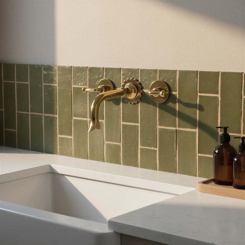 Elegant Wall-Mounted Fluted Brass Faucet