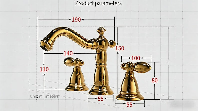 Vintage Handcrafted Brass Deck-Mount Faucet