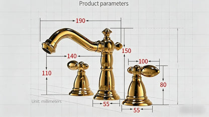 Vintage Handcrafted Brass Deck-Mount Faucet