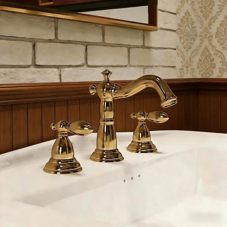 Vintage Handcrafted Brass Deck-Mount Faucet