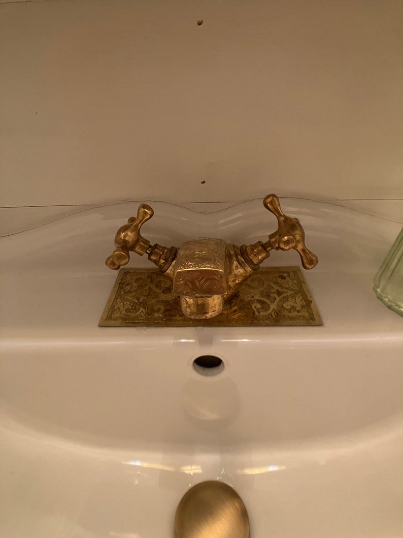 Hand-Engraved Solid Brass Vanity Faucet