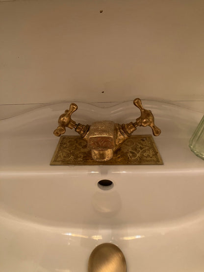 Hand-Engraved Solid Brass Vanity Faucet