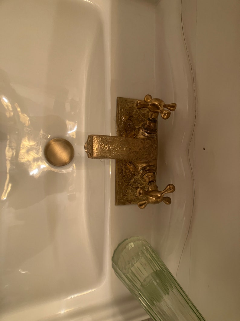 Hand-Engraved Solid Brass Vanity Faucet