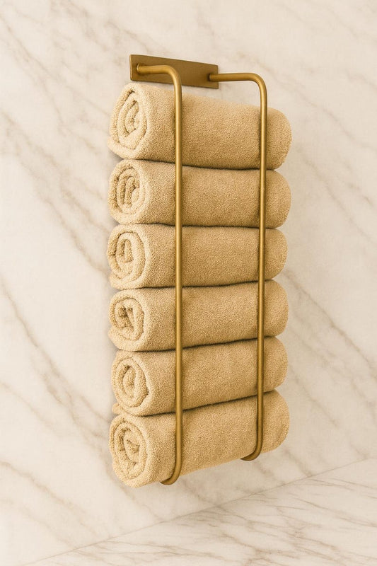 Unlacquered Brass Towel Rack: Solid Brass Wall Mount, Farmhouse Decor