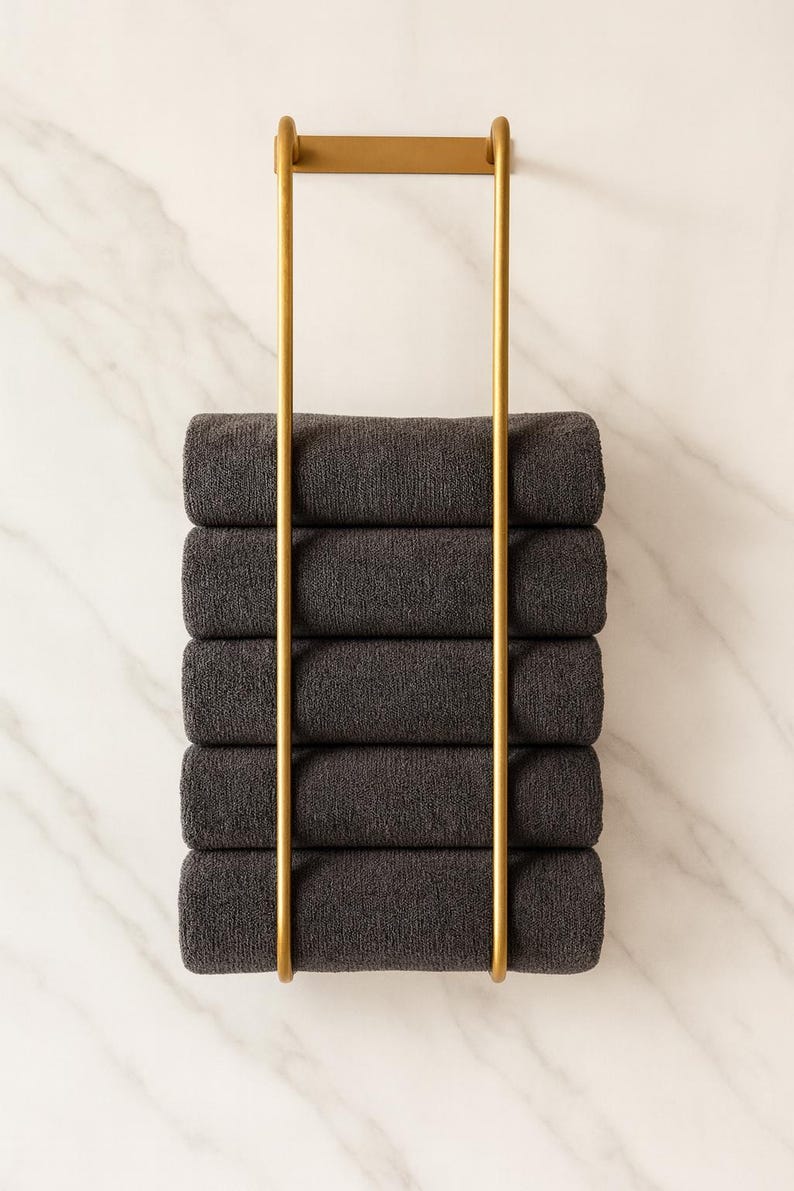 Unlacquered Brass Towel Rack: Solid Brass Wall Mount, Farmhouse Decor