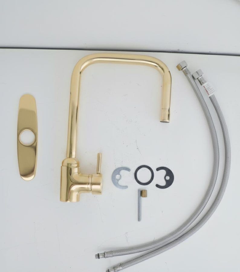 Unlacquered Solid Brass Gooseneck Kitchen Faucet
