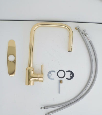 Unlacquered Solid Brass Gooseneck Kitchen Faucet