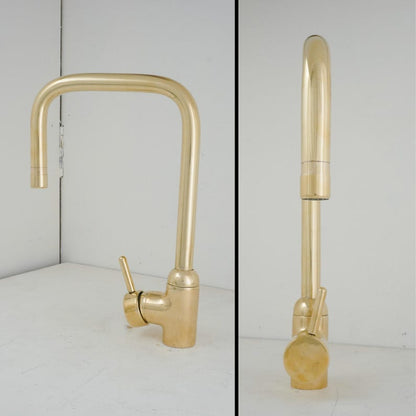 Unlacquered Solid Brass Gooseneck Kitchen Faucet
