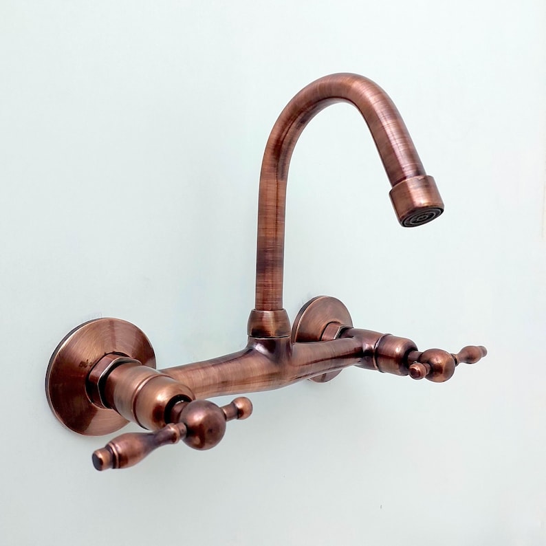 Antique Copper Wall-Mounted Bridge Faucet