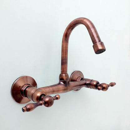 Antique Copper Wall-Mounted Bridge Faucet
