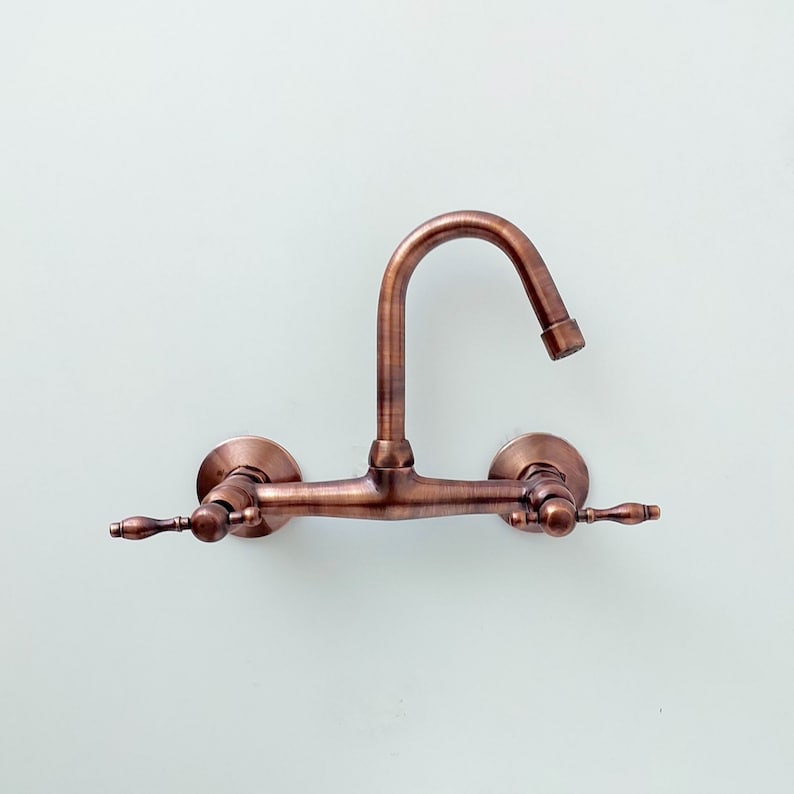 Antique Copper Wall-Mounted Bridge Faucet