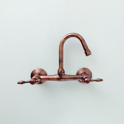 Antique Copper Wall-Mounted Bridge Faucet