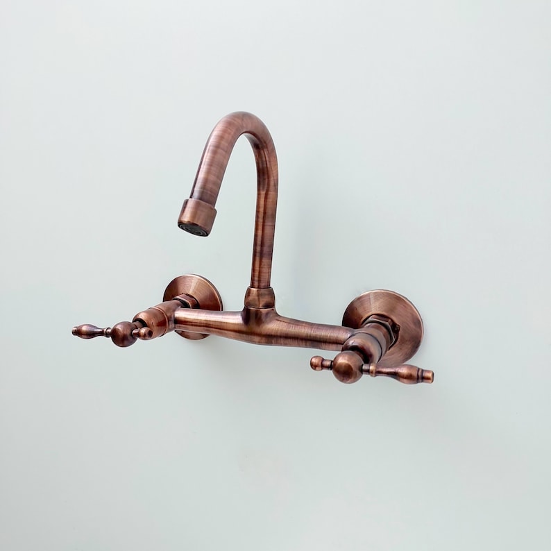 Antique Copper Wall-Mounted Bridge Faucet