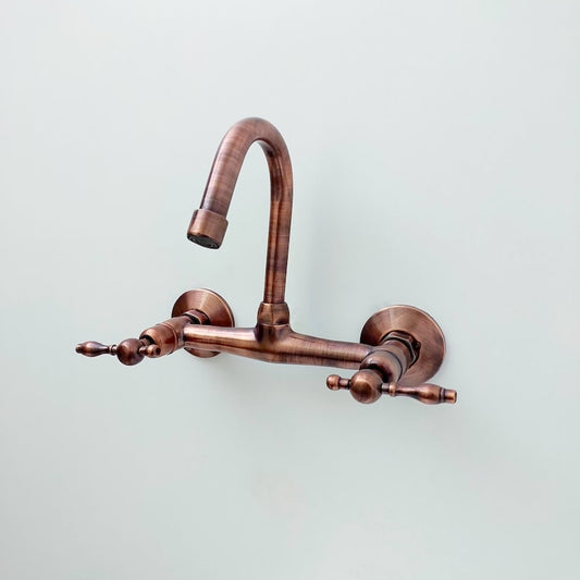 Antique Copper Wall-Mounted Bridge Faucet
