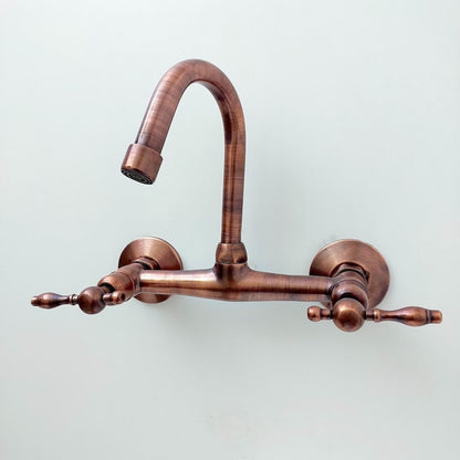 Antique Copper Wall-Mounted Bridge Faucet