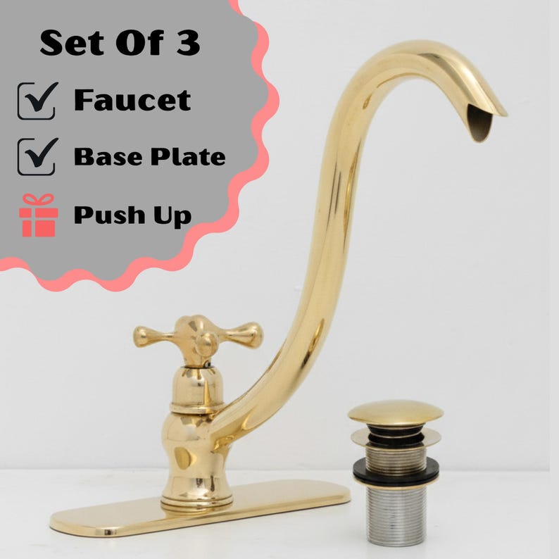 Aged Brass Gooseneck Tap with Side Lever