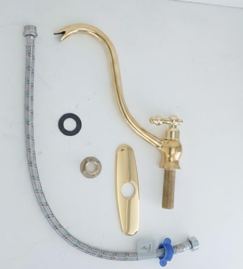 Aged Brass Gooseneck Tap with Side Lever