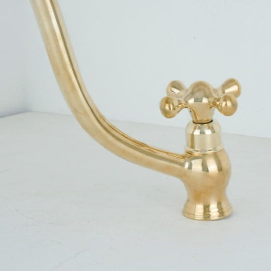 Aged Brass Gooseneck Tap with Side Lever