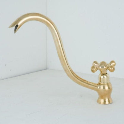 Aged Brass Gooseneck Tap with Side Lever