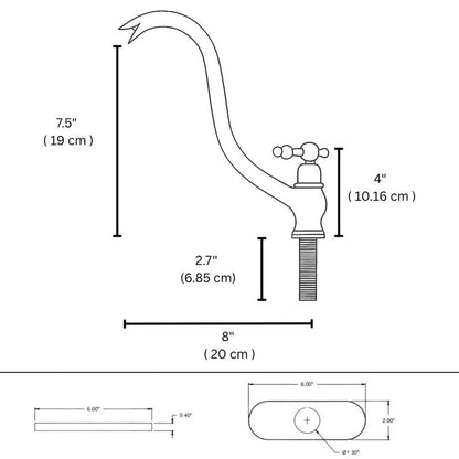 Aged Brass Gooseneck Tap with Side Lever