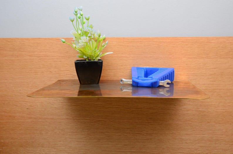 Unlacquered Solid Brass Floating Shelf for Bathroom & Walls