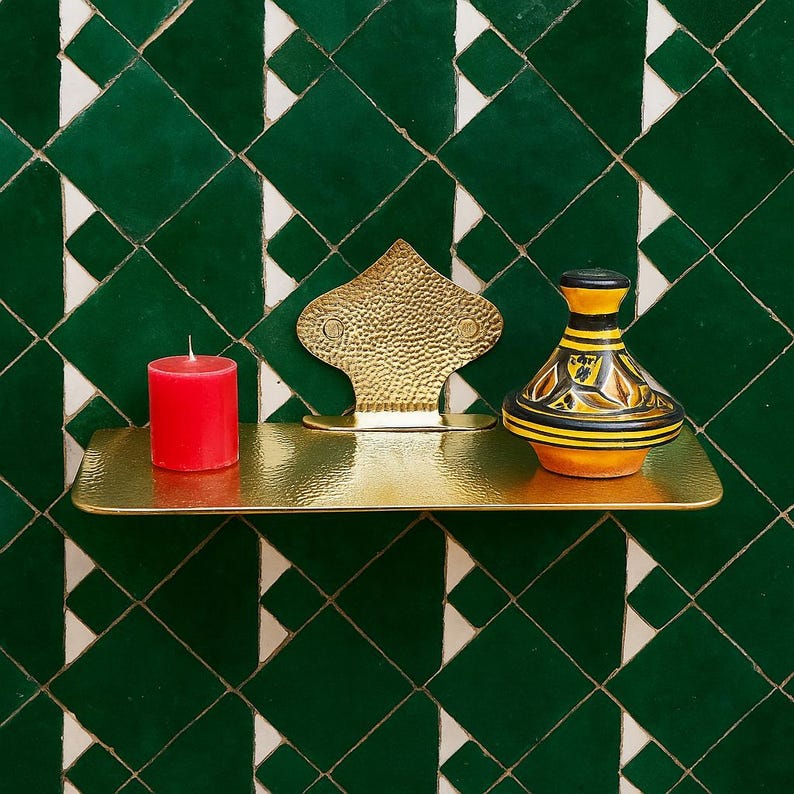 Hammered Brass Wall Floating Shelf
