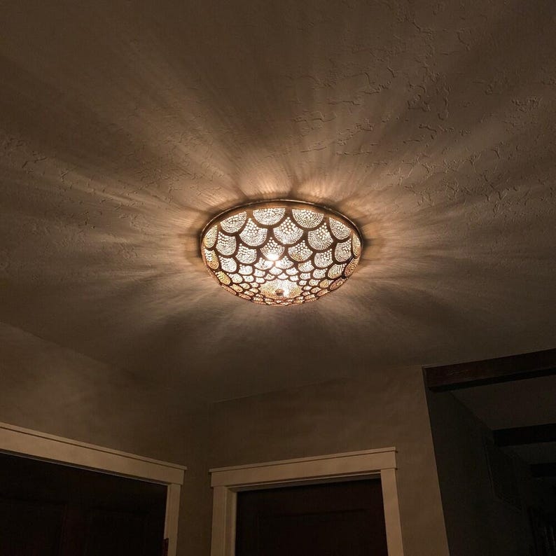 Moroccan Scalloped Brass Ceiling Light