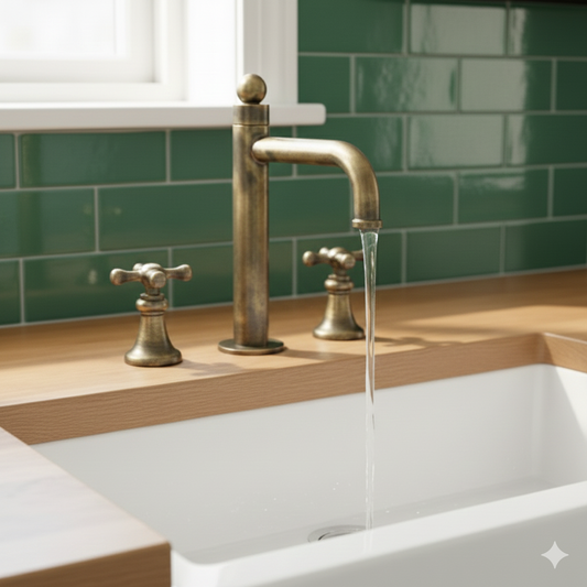 Handcrafted Unlacquered Brass Widespread Bathroom Faucet