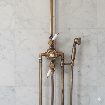 Antique Brass Exposed Shower System