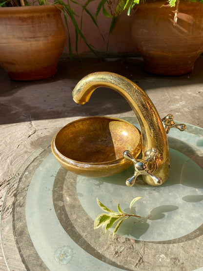 Hand-Engraved Unlacquered Brass Basin Faucet
