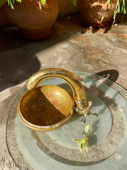 Hand-Engraved Unlacquered Brass Basin Faucet