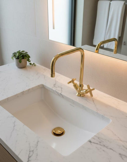Unlacquered Brass Single Hole Bathroom Faucet