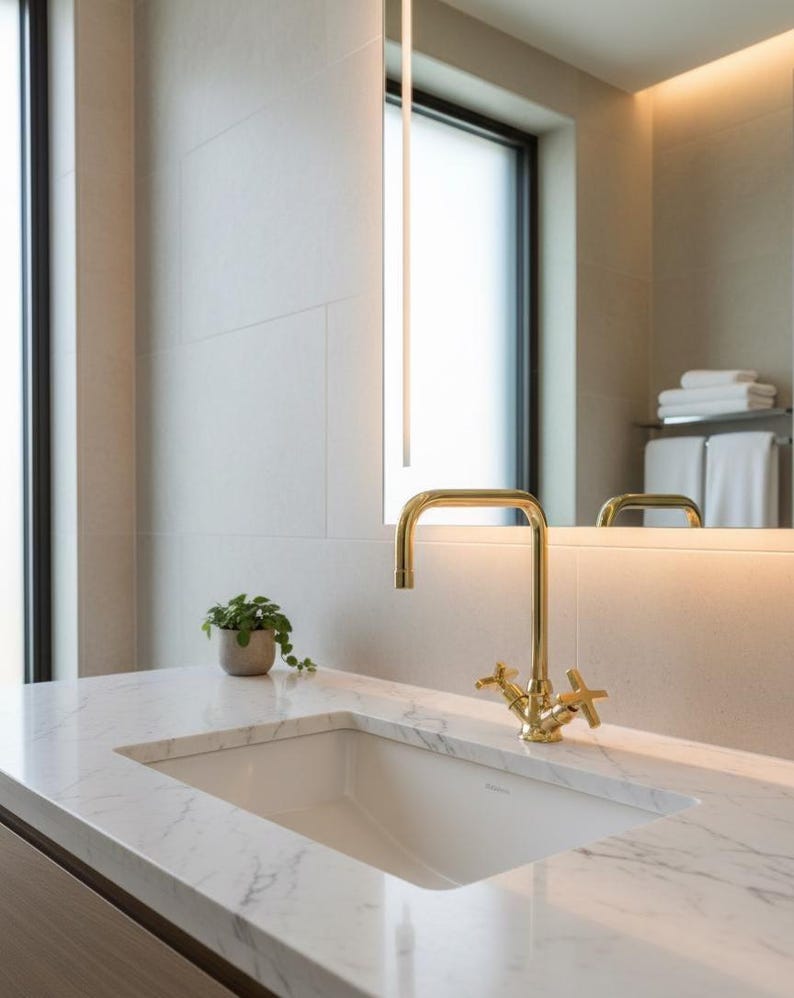 Unlacquered Brass Single Hole Bathroom Faucet