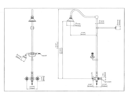 Unlacquered Brass High-Arc Exposed Shower System