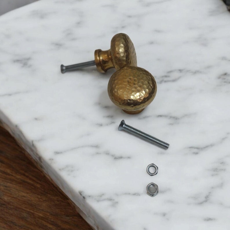 Hammered Solid Brass Knob Textured Cabinet & Drawer Hardware