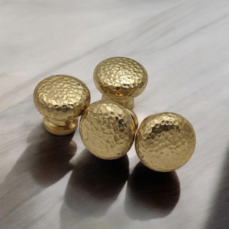 Hammered Solid Brass Knob Textured Cabinet & Drawer Hardware