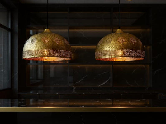 Hand-Hammered Moroccan Brass Dome Pendant