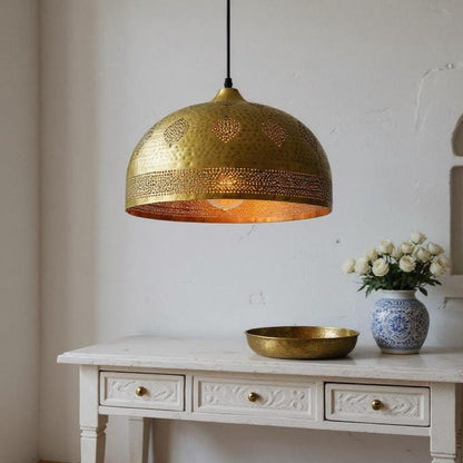 Hand-Hammered Moroccan Brass Dome Pendant