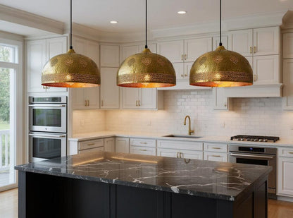 Hand-Hammered Moroccan Brass Dome Pendant