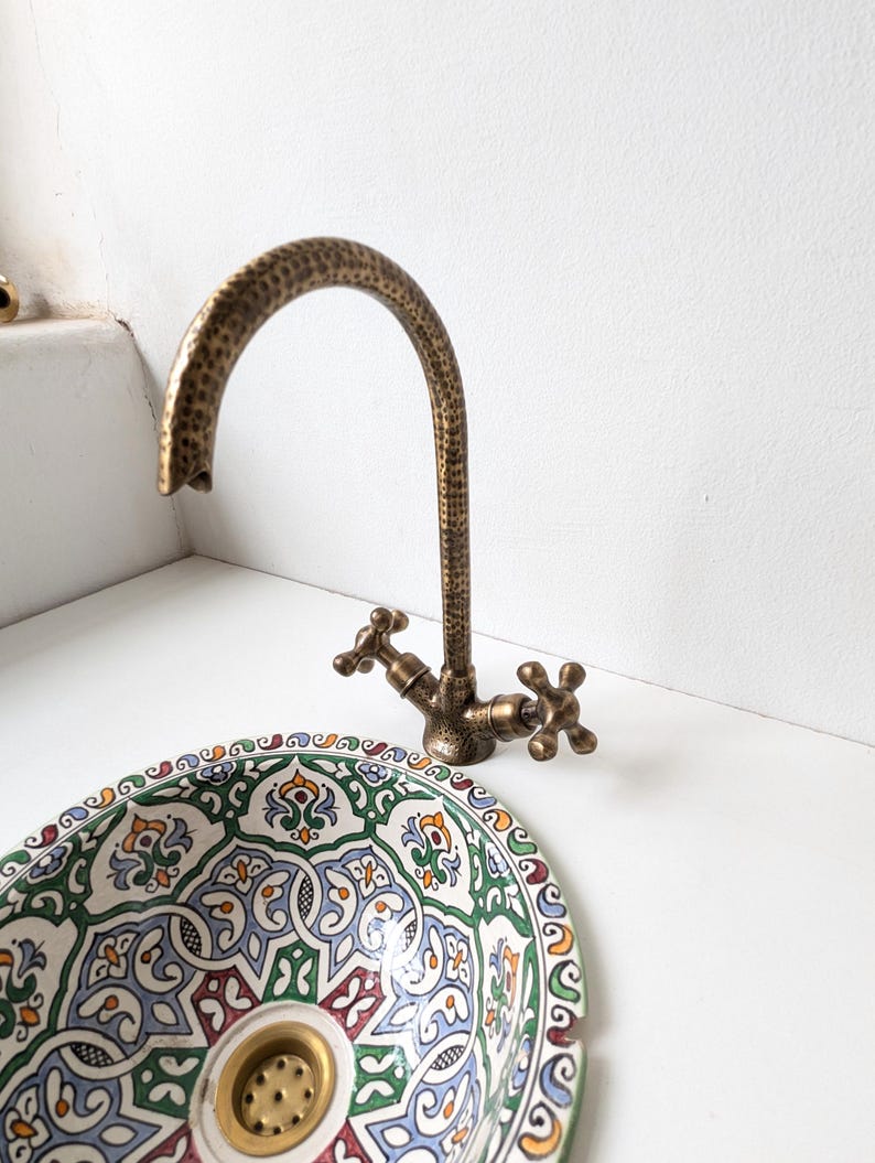 Hammered Antique Brass Bridge Faucet