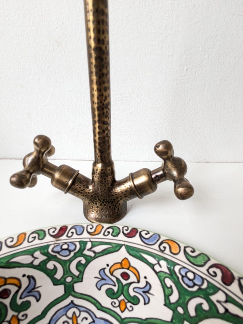 Hammered Antique Brass Bridge Faucet