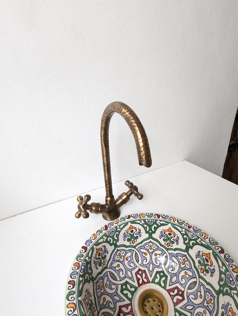 Hammered Antique Brass Bridge Faucet