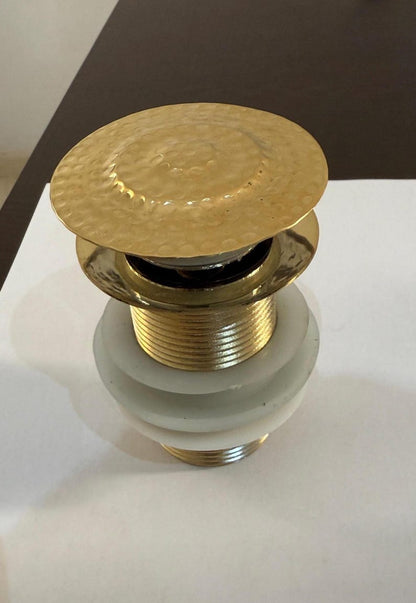 Unlacquered Hammered Brass Sink Pop-Up Drain