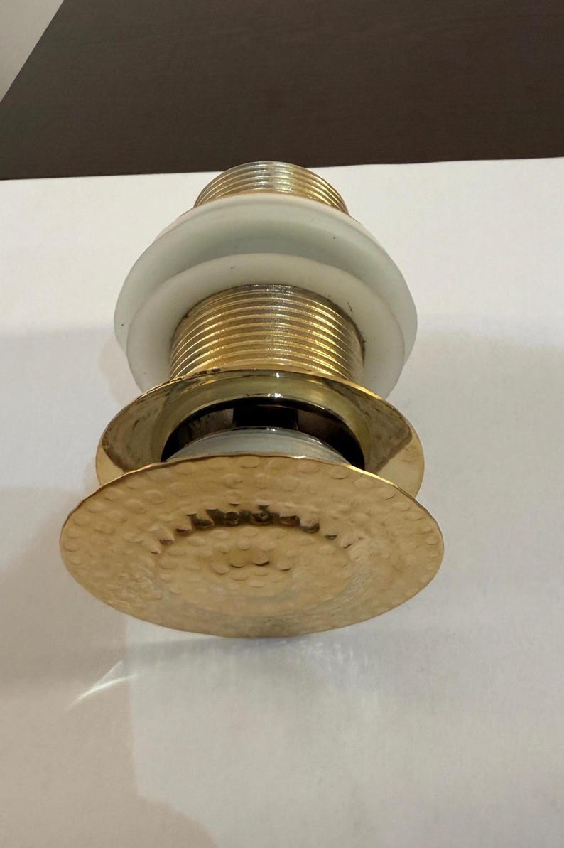 Unlacquered Hammered Brass Sink Pop-Up Drain