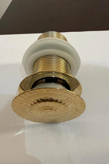 Unlacquered Hammered Brass Sink Pop-Up Drain