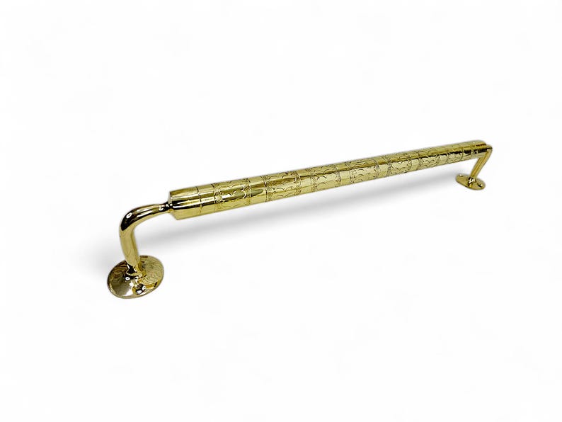 Unlacquered Engraved Brass Towel Bar for Bathroom